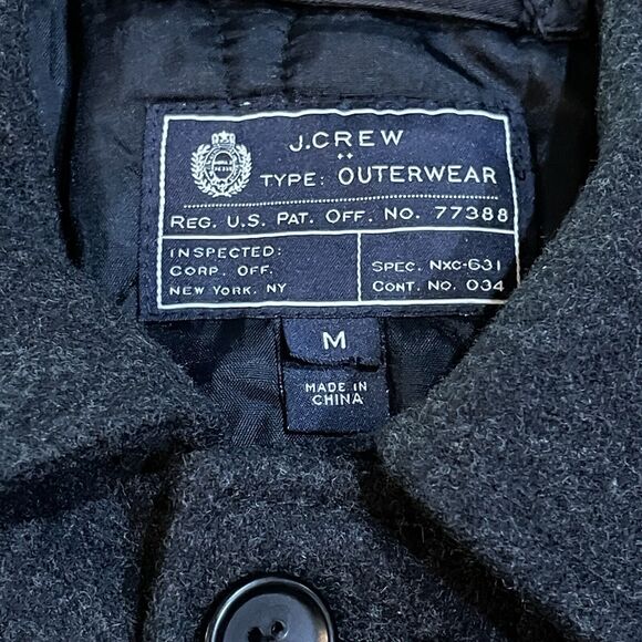 J. Crew Men’s Wool Blend Coat Size M Mackinaw Cruiser Style Dark Gray Excellent - Picture 9 of 13